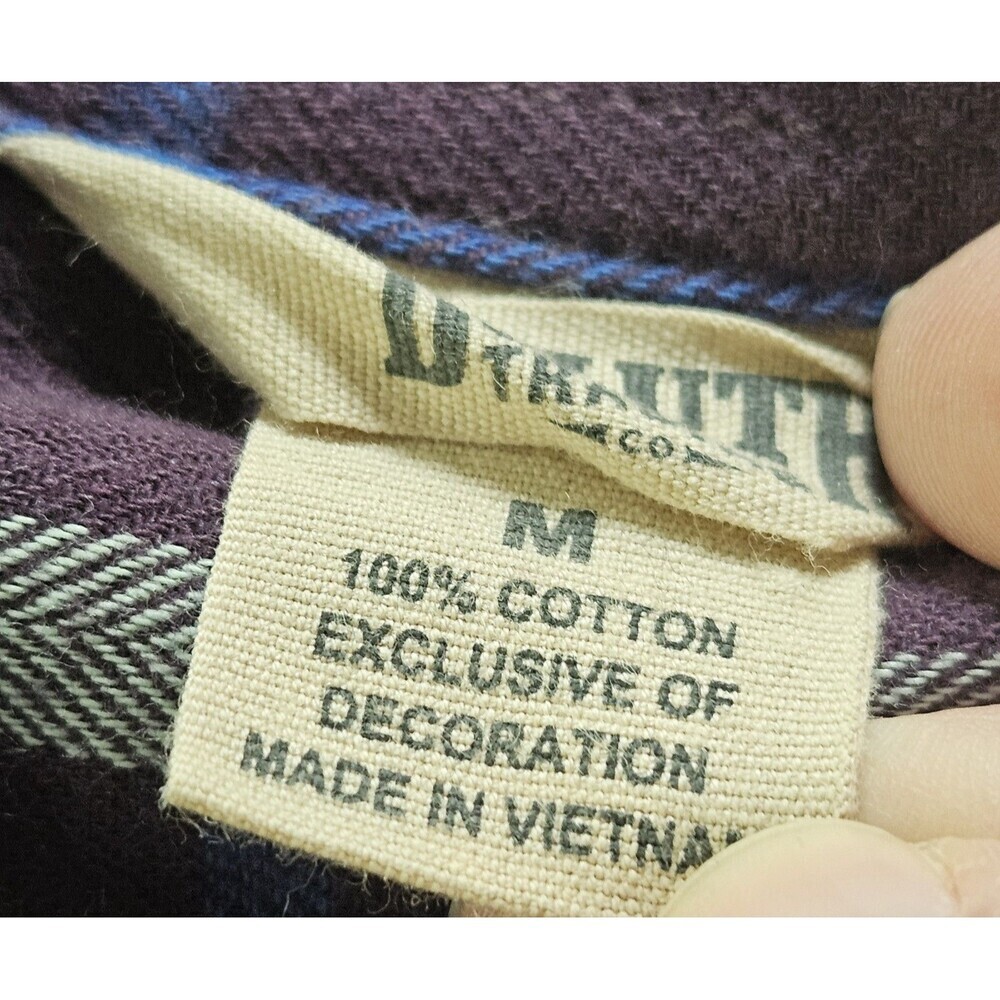 Duluth Trading Free Swing Flannel Shirt Womens Medium Purple Plaid Work Western - Picture 6 of 6